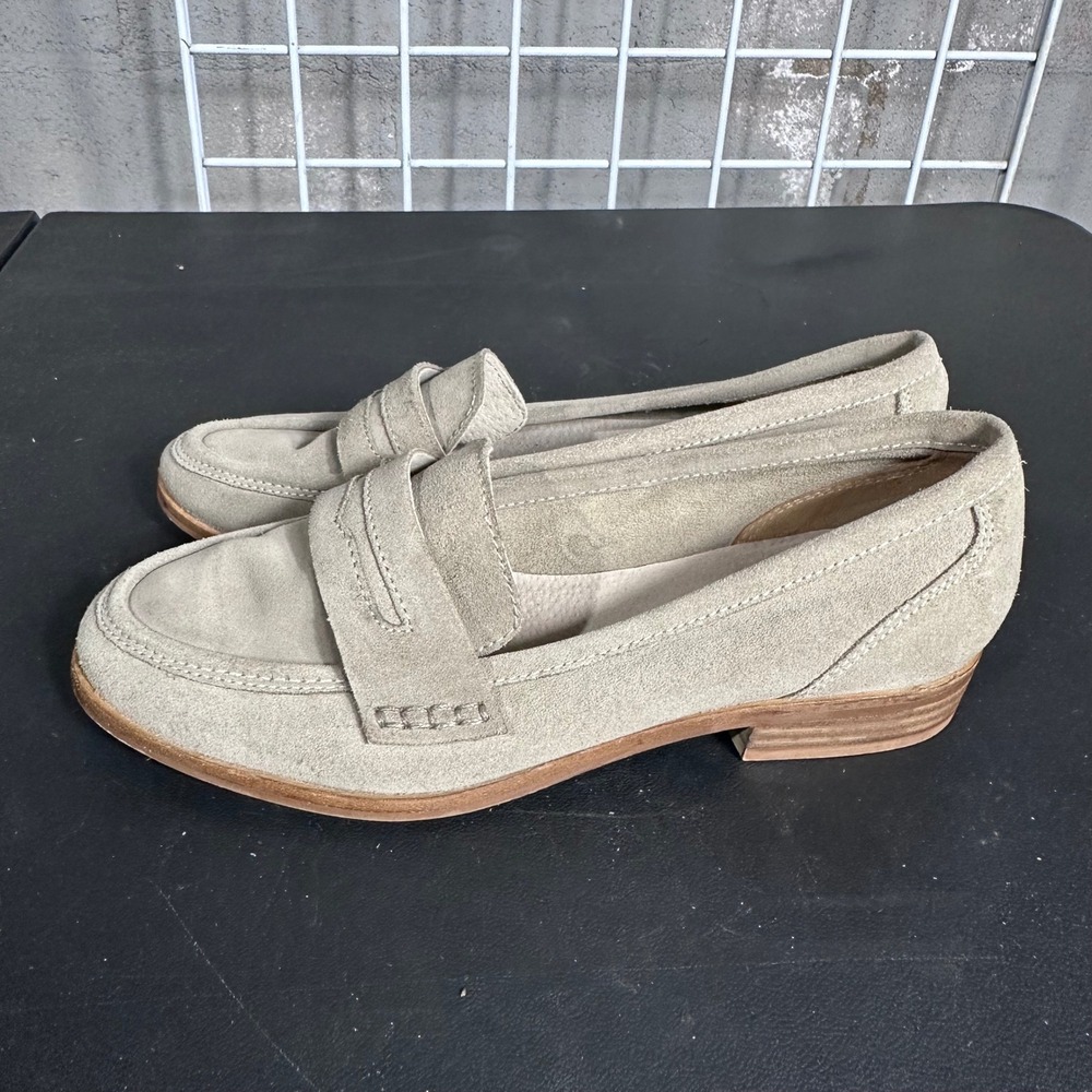 Seychelles Suede Penny Loafers Women's 6 Preppy Neutral Tan Classic Flats Shoe - Picture 3 of 6